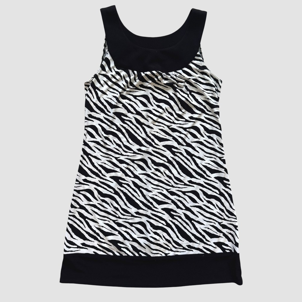 Wrapper Womens Zebra Print Sleeveless Mini Dress Med Y2K Indie Sleaze Bold 00s
